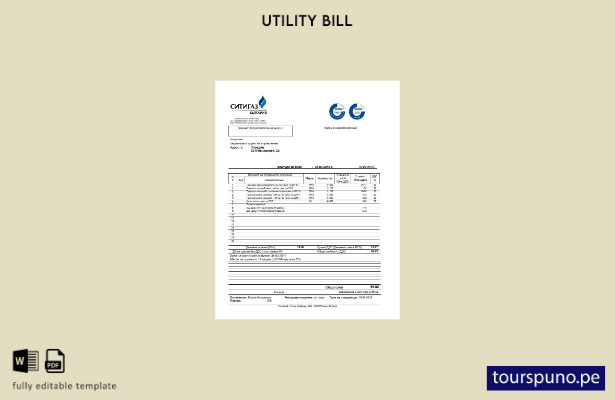 listo para imprimir Plantilla de Word   factura de servicios públicos de gas d 4